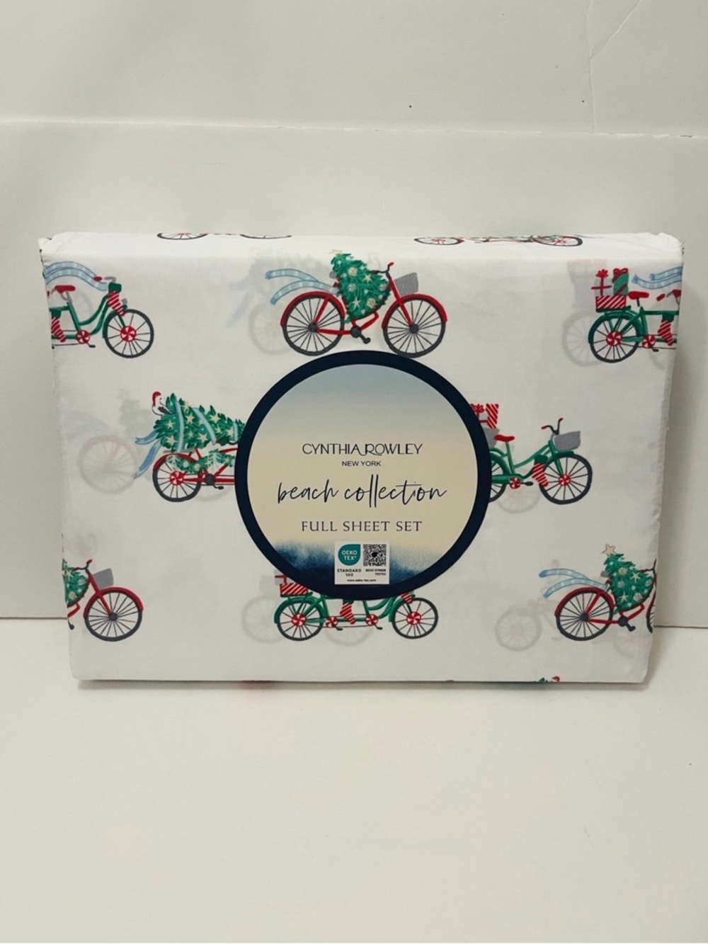Cynthia Rowley Beach Collection Christmas Bikes Full Size Sheet Set Penguins